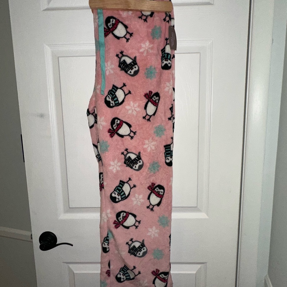 Pink and Black Penguin Pajama Bottoms
